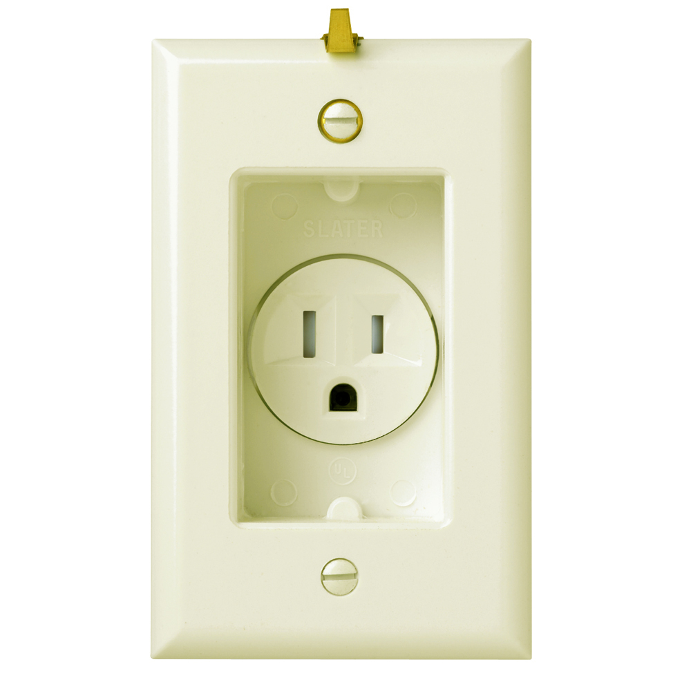 Recessed receptacle, tamper resistant, 15amp 125volt, with plate, Light Almond
