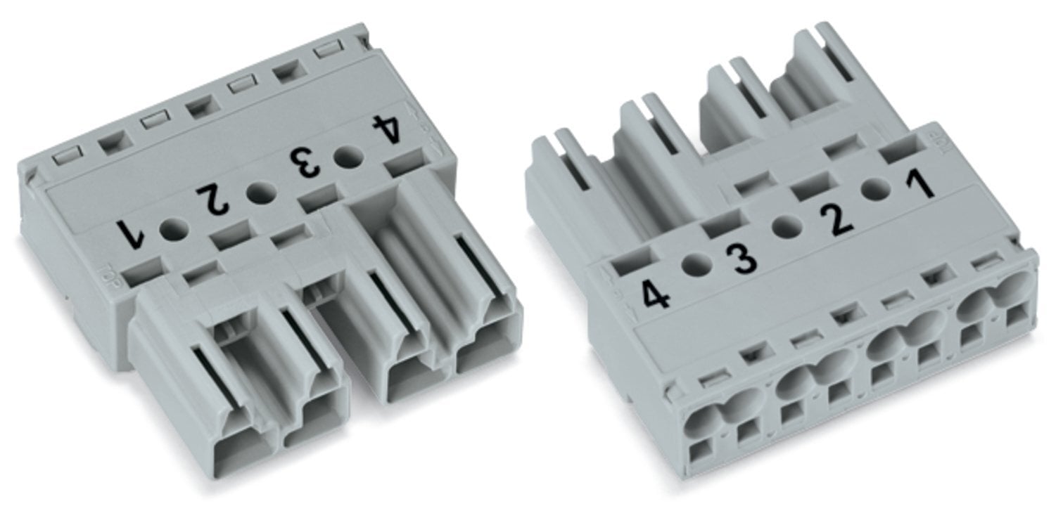 Plug; 4-pole; Cod. B; 4,00 mm; gray