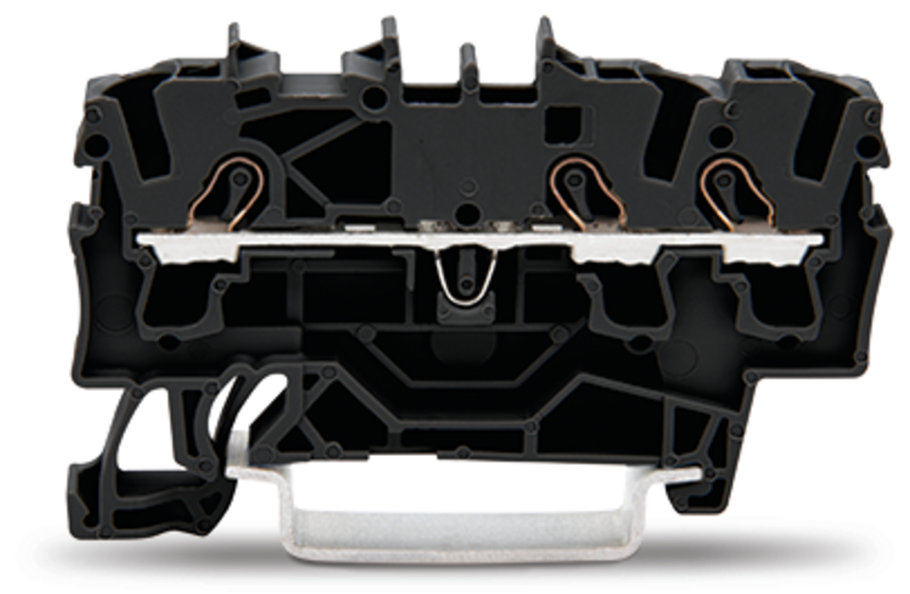 3-conductor through terminal block; 2.5 mm; suitable for Ex e II applications; side and center marking; for DIN-rail 35 x 15 and 35 x 7.5; Push-in CAGE CLAMP; 2,50 mm; black