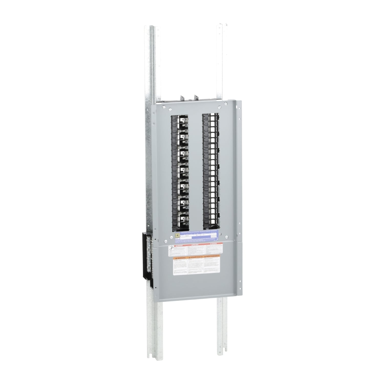 Panelboard interior, NQ, main lugs, 400A, Cu bus, 42 pole spaces, 3 phase, 4 wire, 240VAC, 48VDC