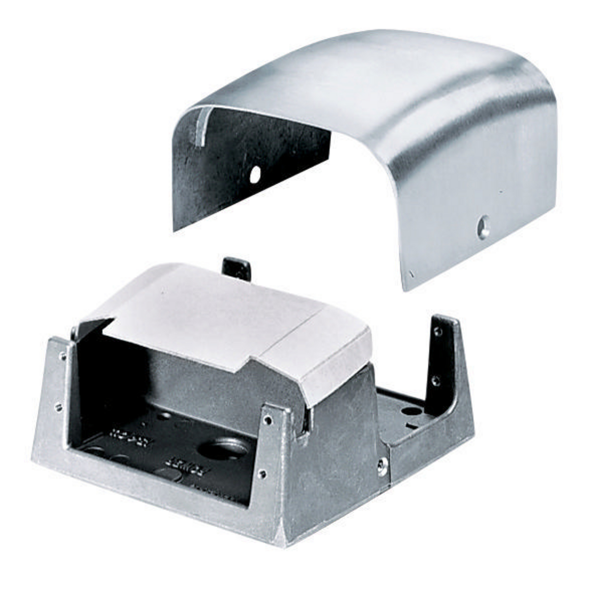 In-Floor Delivery Systems, Fire-Rated Poke-Throughs, Pedestal Series, Pedestal, 2-Gang, Aluninum