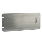 Four Gang Box Cover, 8.5 Cubic Inches, 10-5/8 Inches Long x 4-11/16 Inches Wide, Galvanized Steel, Flat and Blank