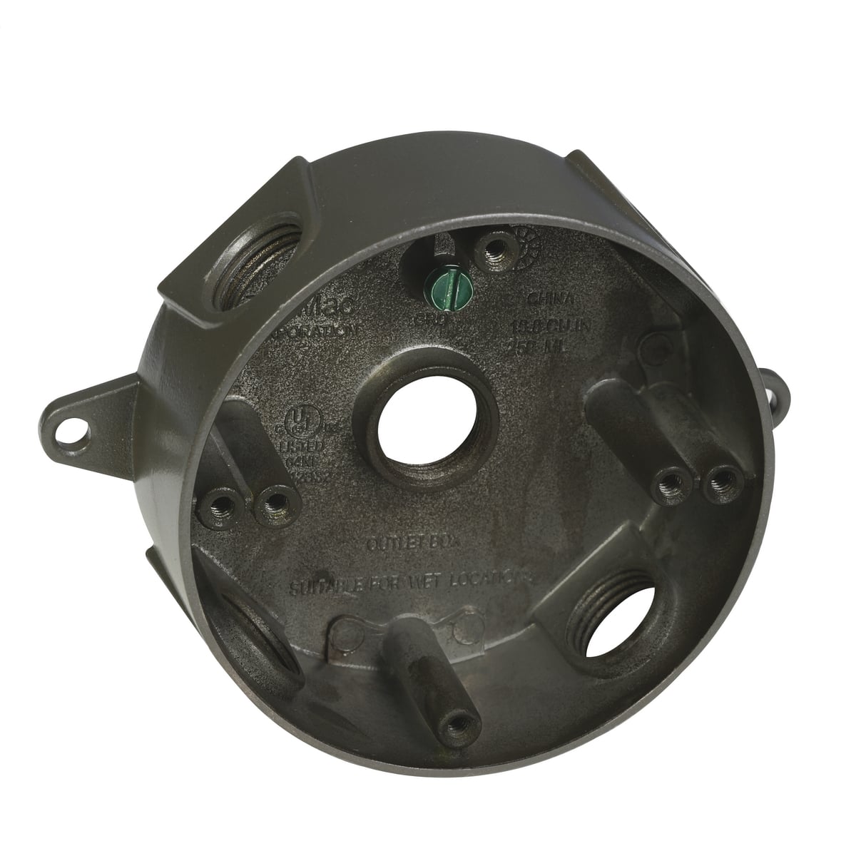 RND WP BOX (5) 1/2 IN. OUTLETS - BRONZE