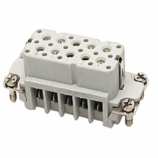Female screw terminal insert. For use with A series, 10 contacts with ground.