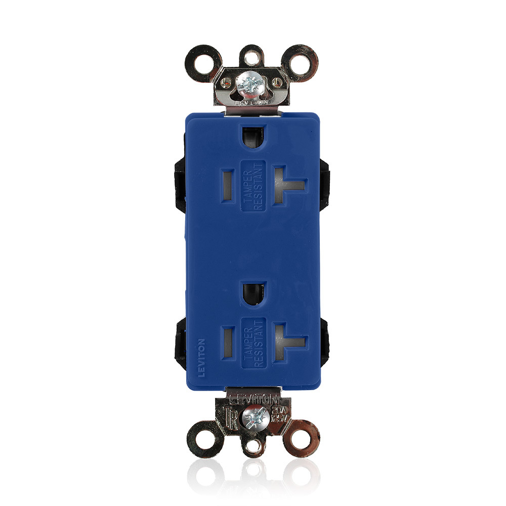 Modular Receptacle, Decora Plus, Tamper Resistant, 2-pole, 3-wire NEMA 5-20R, 20A-125V, Nylon, Commercial Grade UL Culus/NOM Req. Fed Spec. Blue