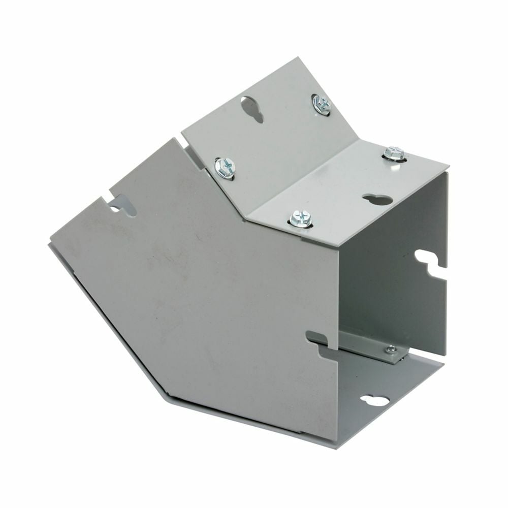 wireway elbow fitting, Lay-in, 90? elbow, combo opening, NEMA 1 rated, Steel, ANSI 61 gray painted