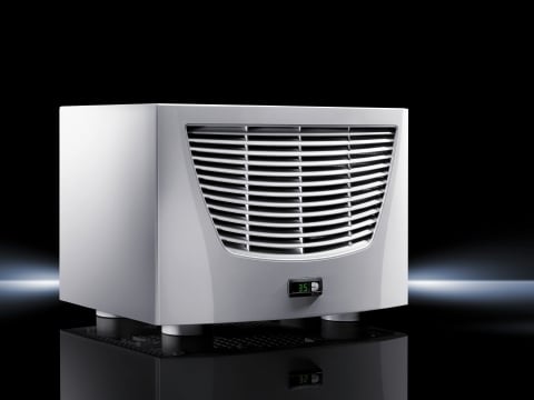 Air/water heat exchangers, Roof-mounted, Water-carrying parts, copper/brass (Cu/CuZn), color: RAL 7035, supply includes: Fully wired ready for connection (plug-in terminal strip), Drilling template, Sealing mat, Assembly parts