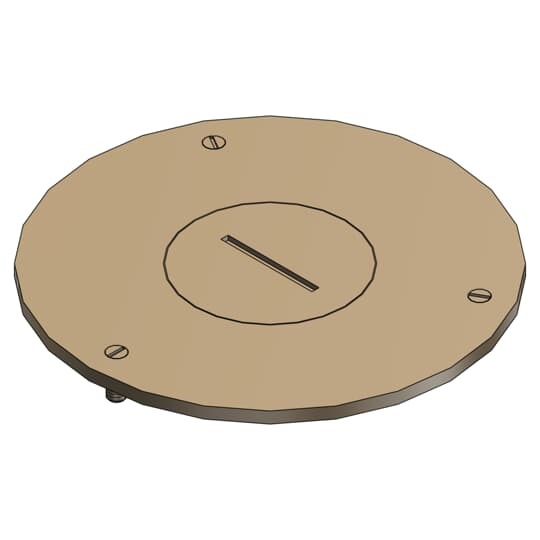 Cover Plate for Flush Service Floor Boxes, 4 Inch Diameter, 1-1/4 Inch NPS Plug Size, Brass