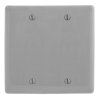 Wallplates and Box Covers, Wallplate, Nylon, 2-Gang, 2) Blank, Box Mount, Gray