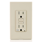 Self-Test Tamper Resistant, Weather Resistant GFCI Receptacle. Nema 5-15R, 15A-125V At Receptacle, 20A-125V Feed-through - Light Almond With Light Almond Test And Reset Buttons