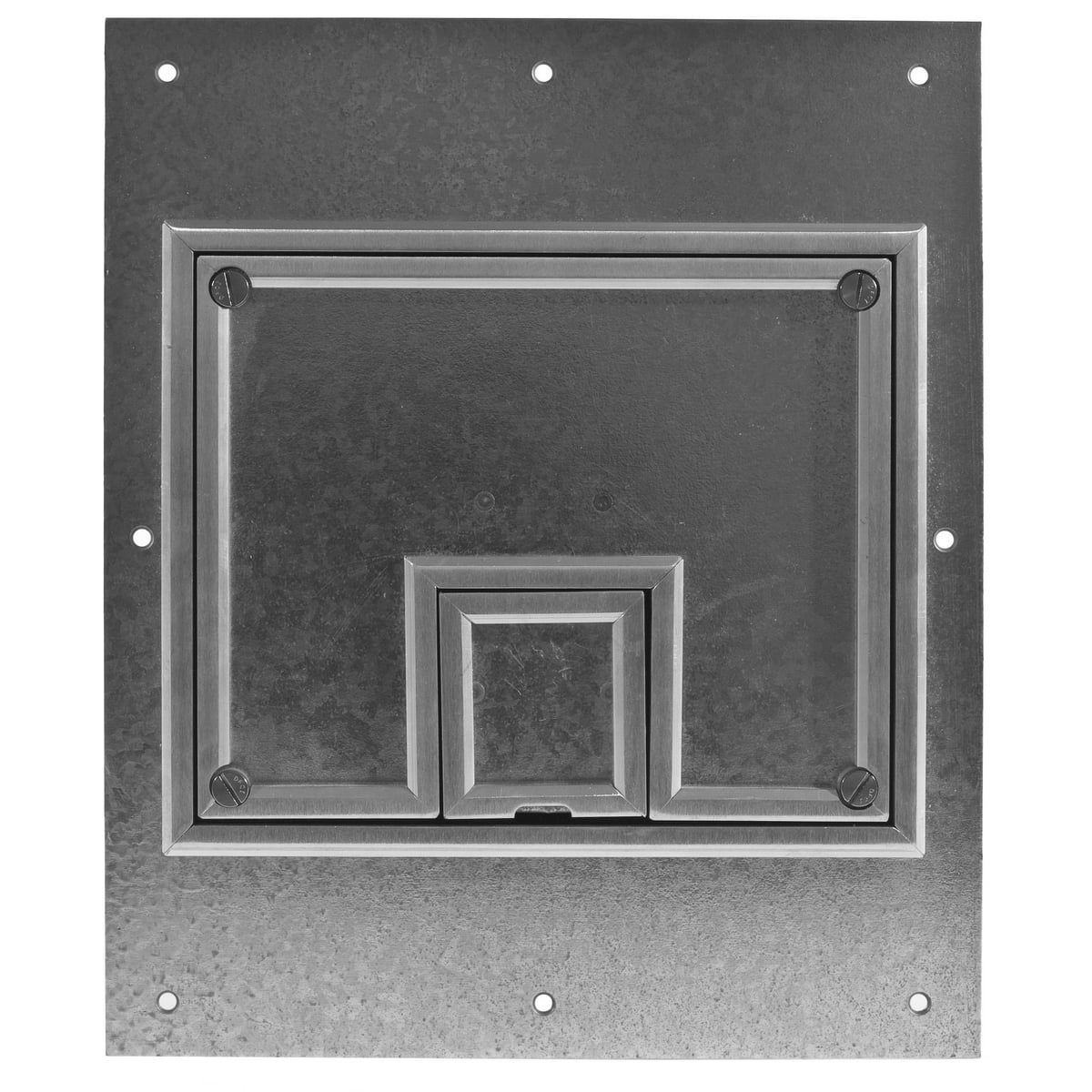 Concrete Floorboxes, Recessed, CFB7G Rectangular Series Box, Surface Cover Assembly, 1/4" Aluminum Beveled Edging for Carpet