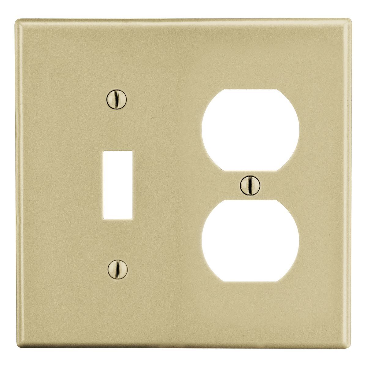 Wallplate, Mid-Size 2-Gang, 1) Duplex 1) Toggle, Ivory