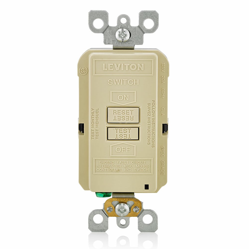 Self-Test Blank Face GFCI, 20A-125V Feed-Through-Ivory