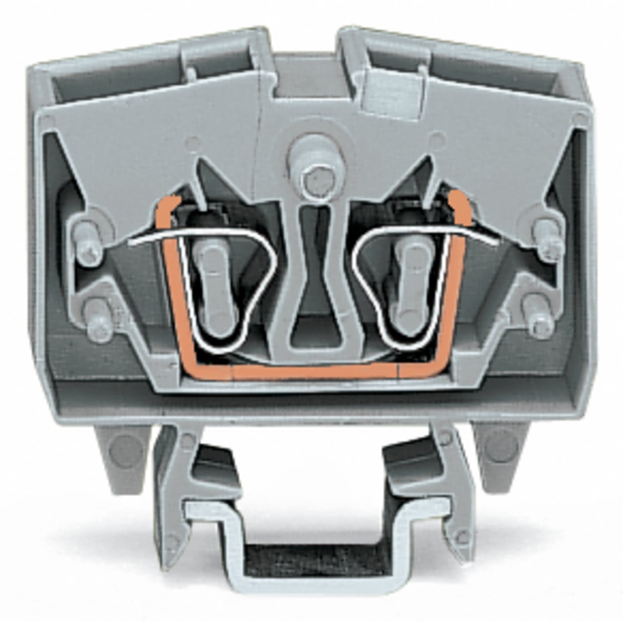 2-conductor miniature through terminal block; 2.5 mm; with test option; center marking; for DIN-15 rail; CAGE CLAMP; 2,50 mm; gray