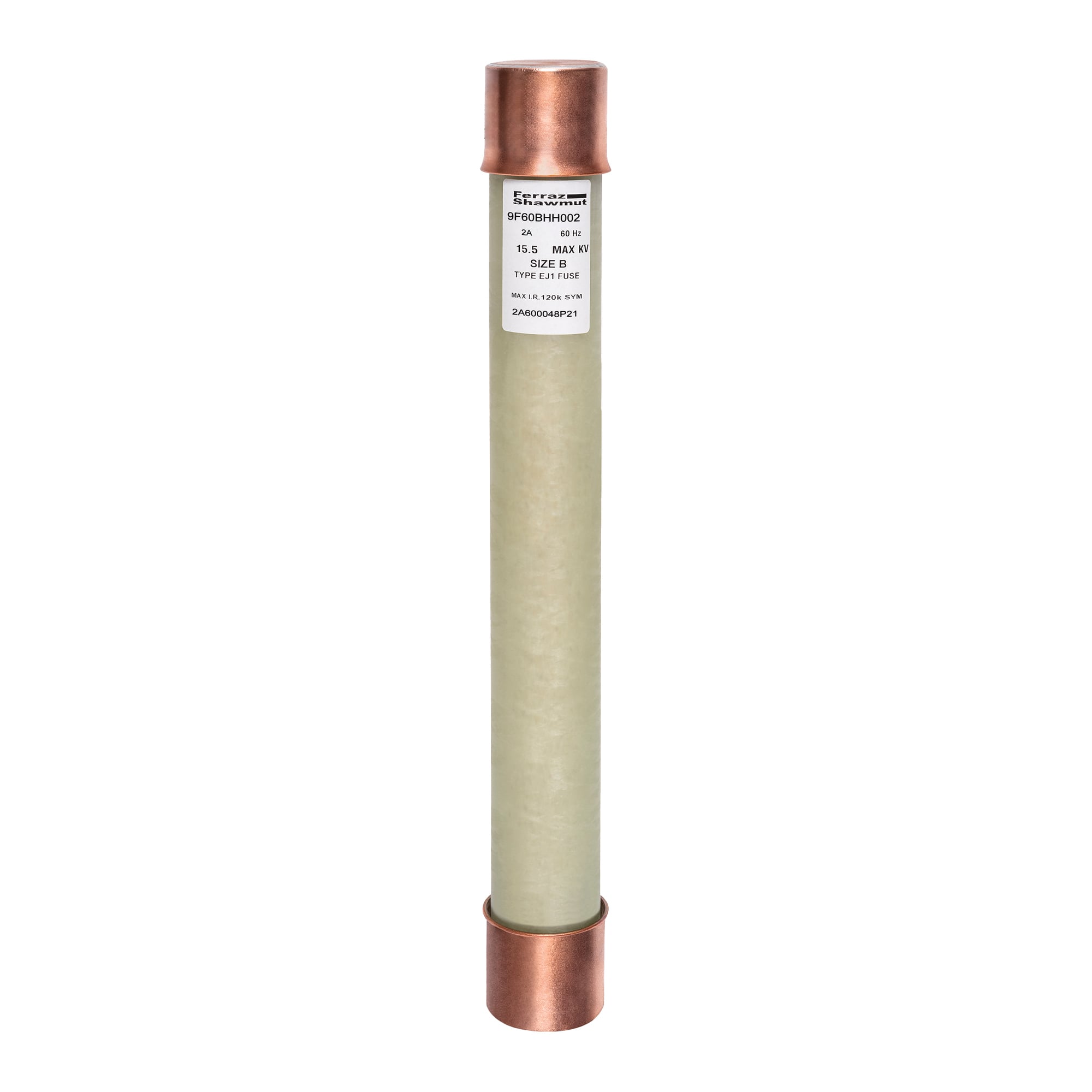 9F60BHH002 Amp-Trap 9F60 BHH Type EJ-1 Current Limiting Potential Transformer Fuse, 2 A, 15.5 kV AC, 120 kA, Class E, Ferrule Body