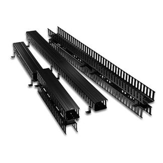 Vertical Front Only Cable Management, 5-inch Channel by 80-inch Long, Black Snap-On Cover