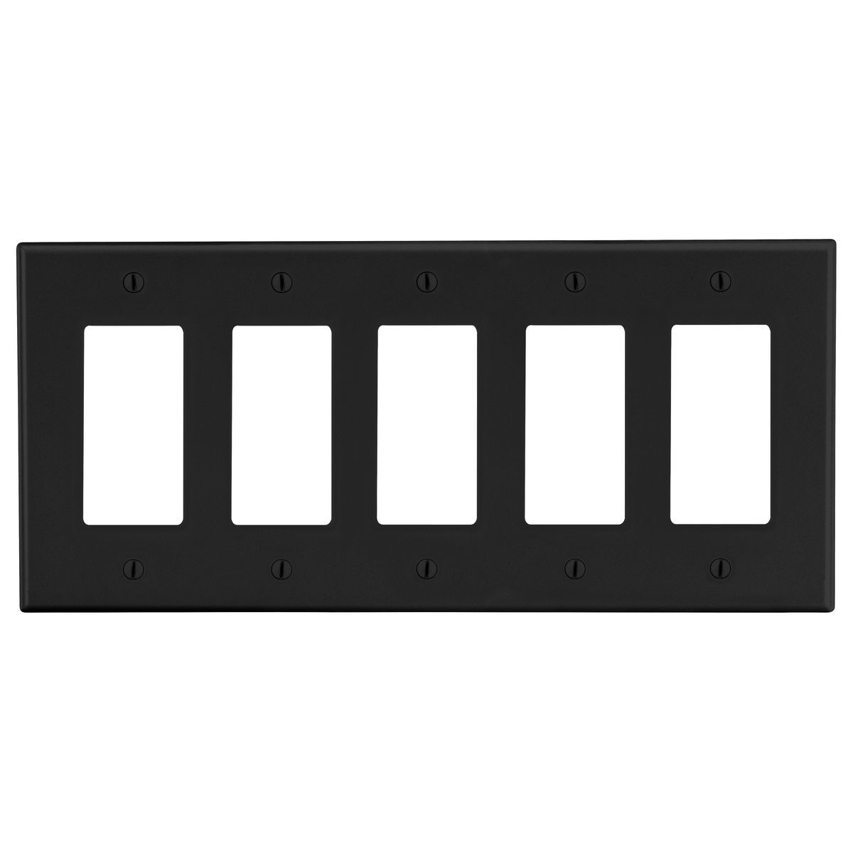 Wallplate, 5-Gang, 5) Decorator, Black