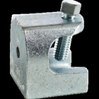Set Screw Beam Clamp (Malleable Iron), Fits Up to 5/8" Flange, 1/4"-20 Tapped Holes Bottom and Back of Beam Clamp, Zinc Plated