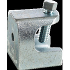 Set Screw Beam Clamp (Malleable Iron), Fits Up to 5/8" Flange, 1/4"-20 Tapped Holes Bottom and Back of Beam Clamp, Zinc Plated