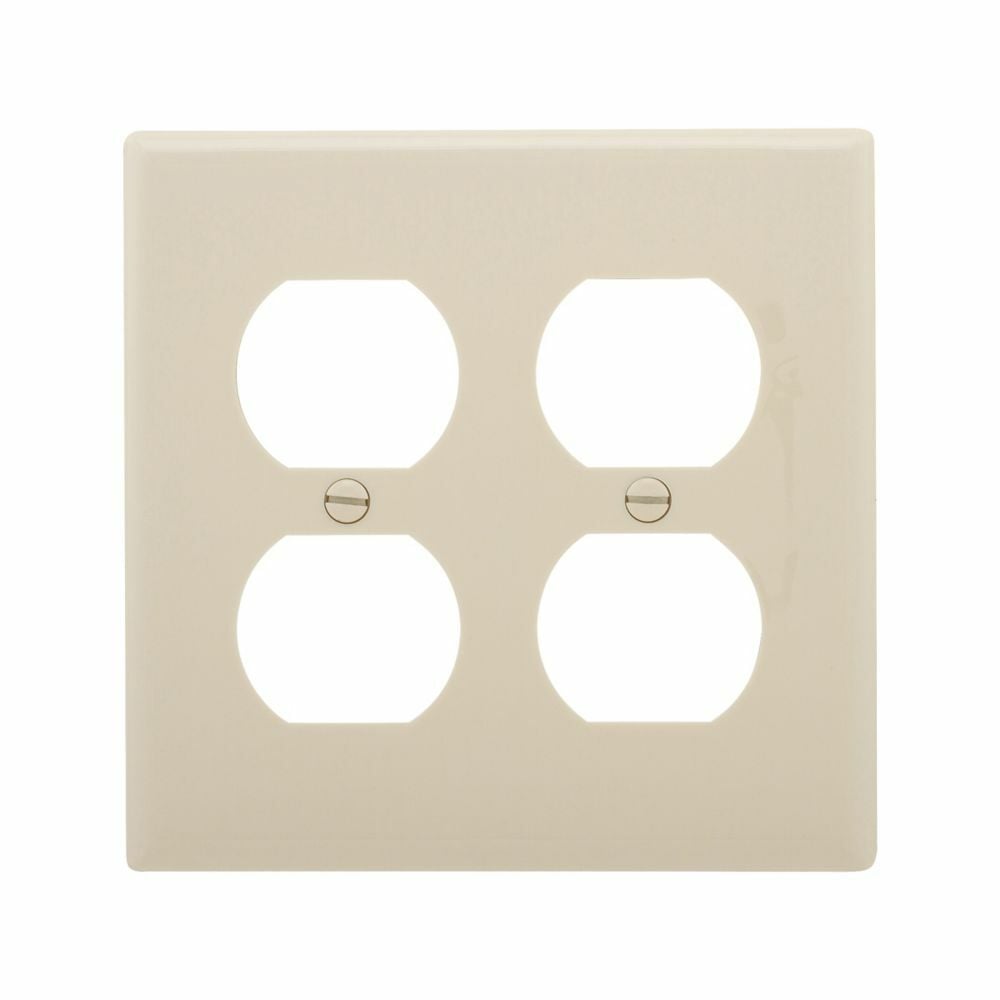 Eaton Duplex receptacle wallplate, Lt. Almond, Duplex receptacle Cutout, Nylon, Two- gang, Standard