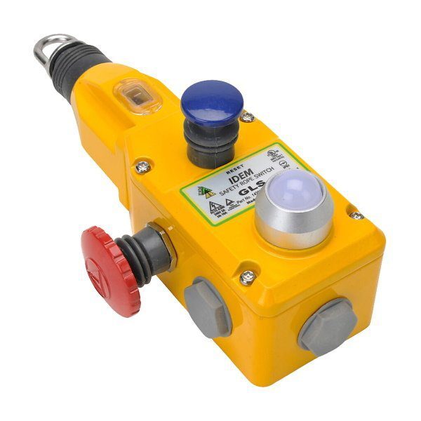GLS 1/2 NPT Rope Pull Switch with E Stops, LED, 2NC 1NO, 110v, Die Cast