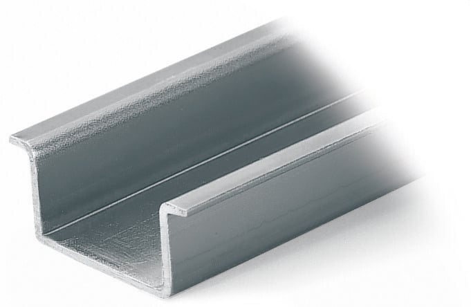 Steel carrier rail; 35 x 15 mm; 1.5 mm thick; 2 m long; unslotted; similar to EN 60715