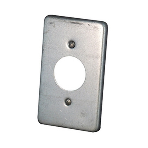 Device Box Cover, 1 Outlets, 1 Gangs, 4-9/16 in Length, 2-13/16 in Width, Flush Receptacle Cover, Vertical Mounting, Surface Mounting, Copper Free Aluminum, Epoxy Powder Coated, Gray