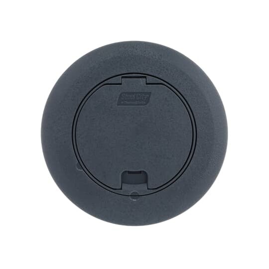 Recessed Service Floor Box Cover Kit, Accepts Duplex Receptacles GFI Receptacles and 2 Port Keystone Data Plate, Gray, Non-Metallic, For use with Flush Service Floor Box, 100 Cubic Inches, Opening Diameter 5-5/32 Inches, Base Diameter 6-3/8 Inches, Depth 6 Inches, 3/4 Inch and 1 Inch Conduit Tapping, Plastic, For Power or Communications/Data and Wood Sub-Floor and Raised Floor Applications
