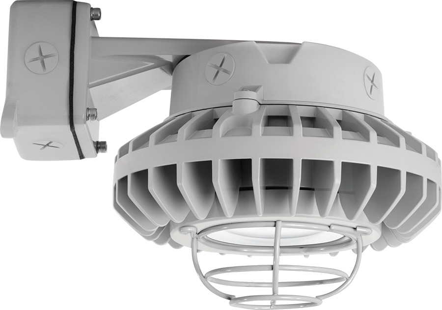 Hazardous Lighting 4244 Lumens Hazbled 42W 5000K Clear Flat Lens Wire Guard Wall Bracket Gray