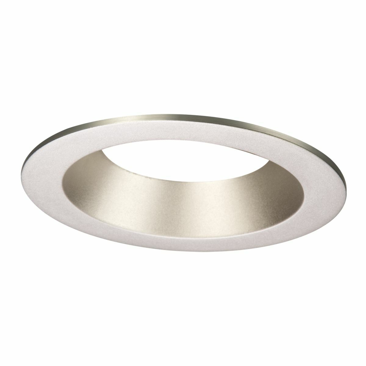 3.25" aperture conical reflector, open, self-flanged, microprismatic lens, semi-specular clear reflector and matte white flange