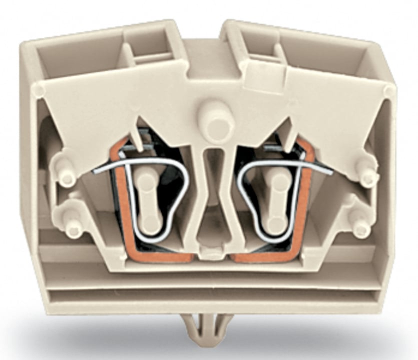 4-conductor terminal block; without push-buttons; suitable for Ex e II applications; with snap-in mounting foot; 1-pole; for plate thickness 0.6 - 1.2 mm; Fixing hole 3.5 mm ; 2.5 mm; CAGE CLAMP; 2,50 mm; light gray