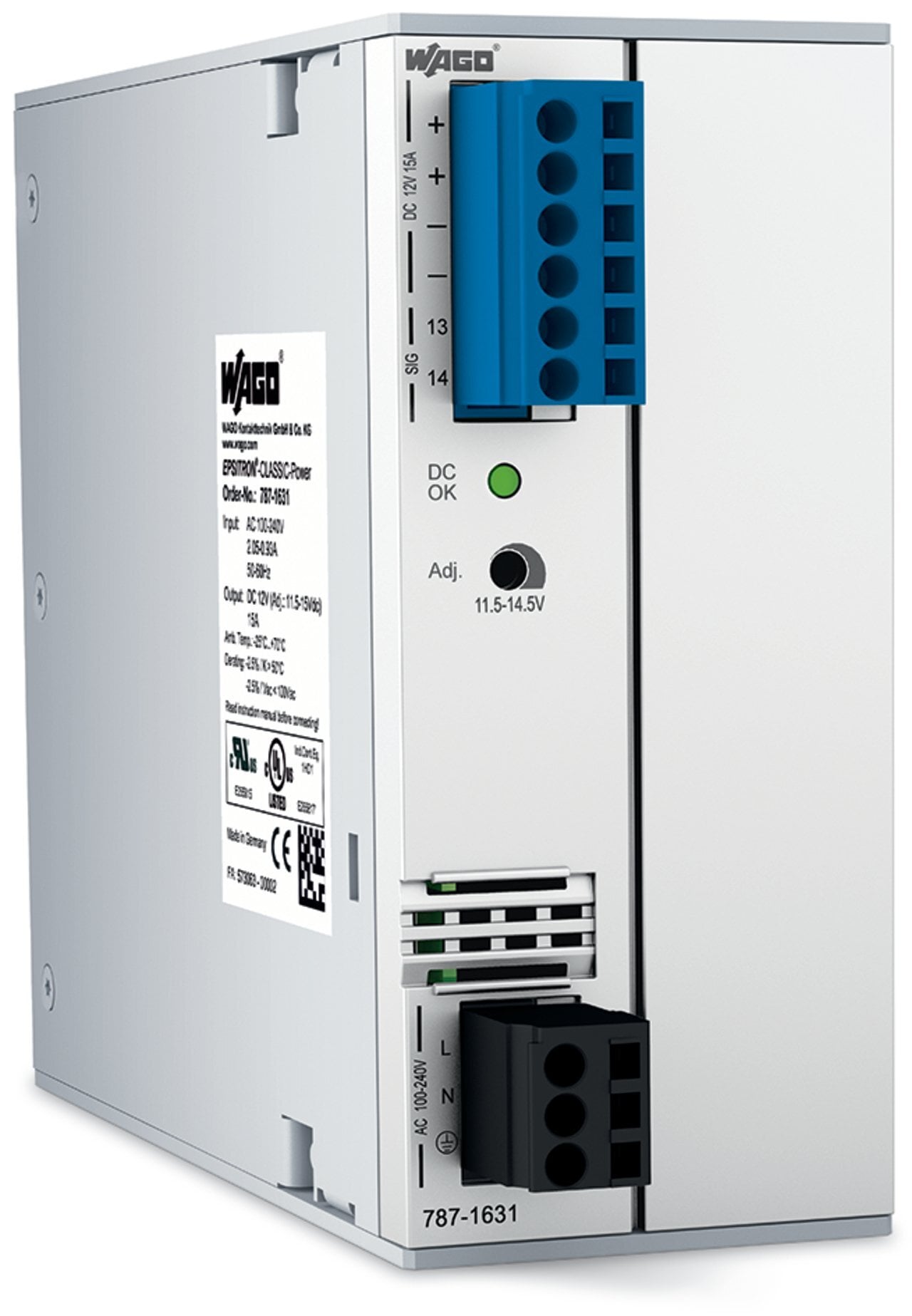 Switched-mode power supply; Classic; 1-phase; 12 VDC output voltage; 15 A output current; TopBoost; DC OK contact