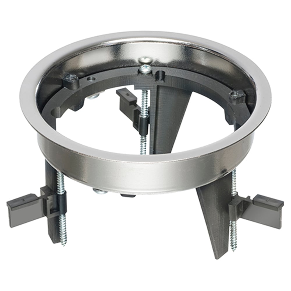 DROP IN floor box kit with low profile steel bracket and nickel cover with flip lid.