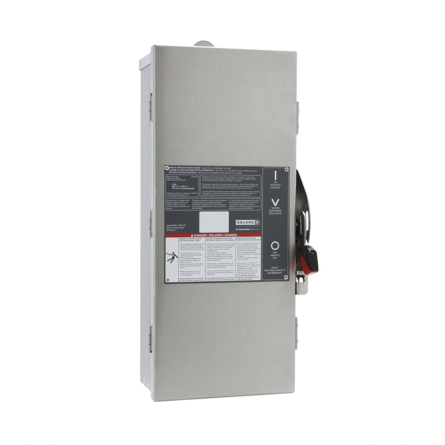 B125DS PowerPacT B Circuit Breaker Enclosure, 15/125 Amp, 2 or 3 poles, Nema 4/4X/5