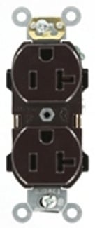 20-Amp, 125-Volt, Narrow Body Duplex Receptacle, Straight Blade, Commercial Grade, Self Grounding, Brown