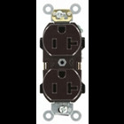 20-Amp, 125-Volt, Narrow Body Duplex Receptacle, Straight Blade, Commercial Grade, Self Grounding, Brown
