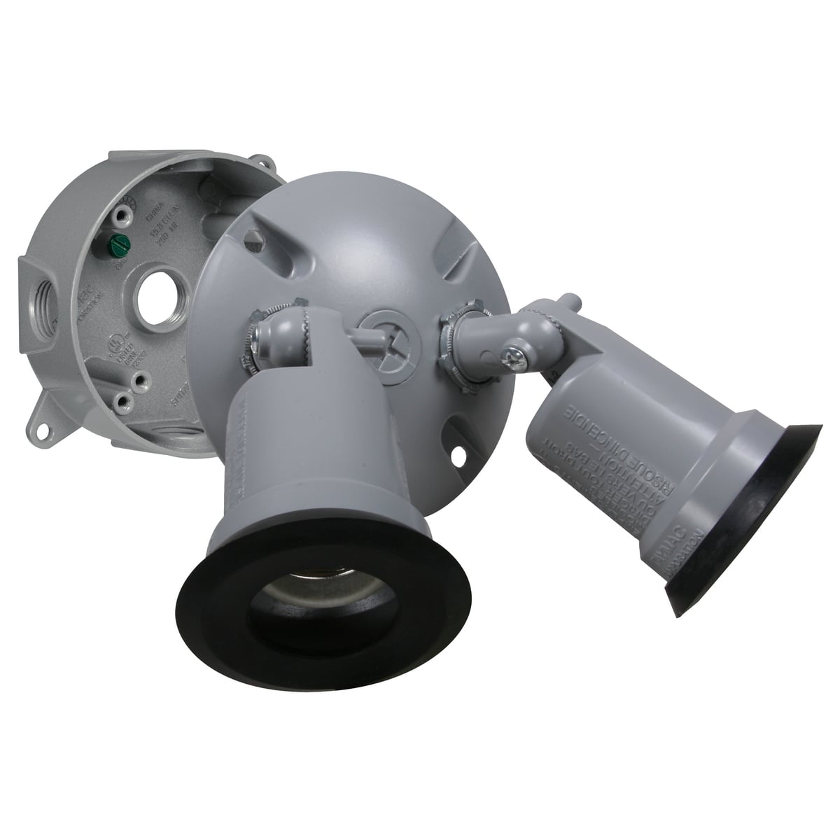 Double Lampholder Weatherproof Kit with Outlet Box - Silver