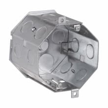 Eaton Crouse-Hinds series Octagon Hung Ceiling Box, 4", 3-1/2", Steel, 1/2" double row, 43.0 cubic inch capacity