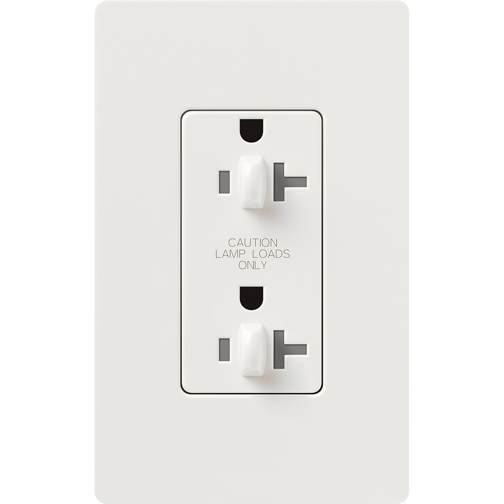Claro, Gloss, Dual dimming, tamper resistant receptacle, 20A/125V in white