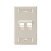 Angled QuickPort Wallplate with ID Window, 2-port, single gang, light almond.