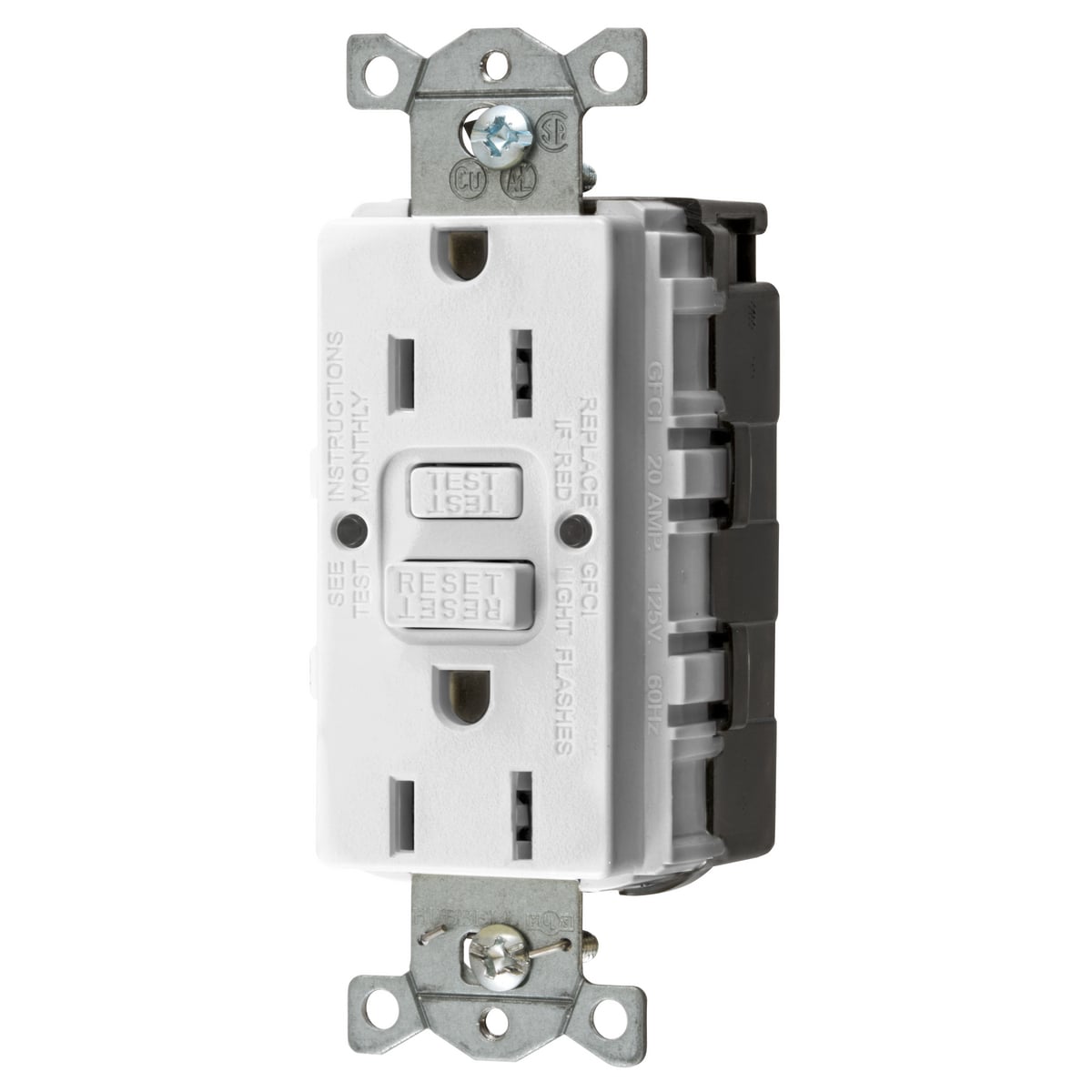 Straght Blade Devices, SNAP-Connect, AUTOGUARD, Self Test, GFCI Receptacle, 15A 125V, 2-Pole 3-Wire Grounding, 5-15R, White