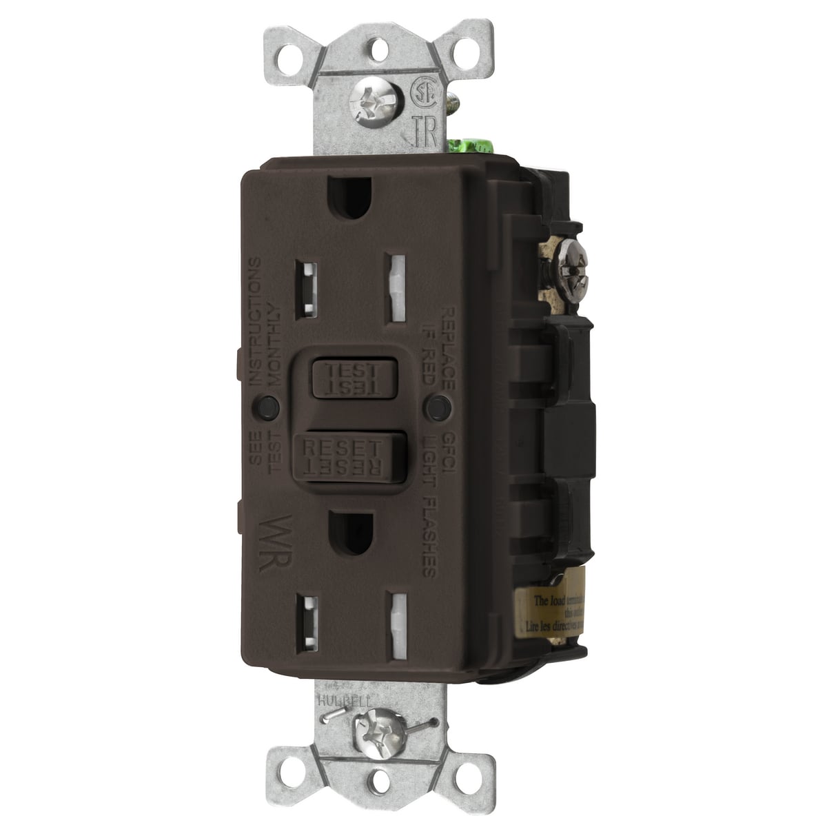 Power Protection Devices, Receptacle, Self Test, GFCI, Commercial Grade, 15A 125V, 2-Pole 3-Wire Grounding, 5- 15R, Brown