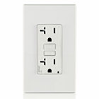 20 Amp, 125 Volt Dual Function AFCI/GFCI Receptacle, 20 Amp Feed-Through, Tamper-Resistant, Monochromatic, back and side wired, nylon wallplate/faceplate, screws and self-grounding clip included  White