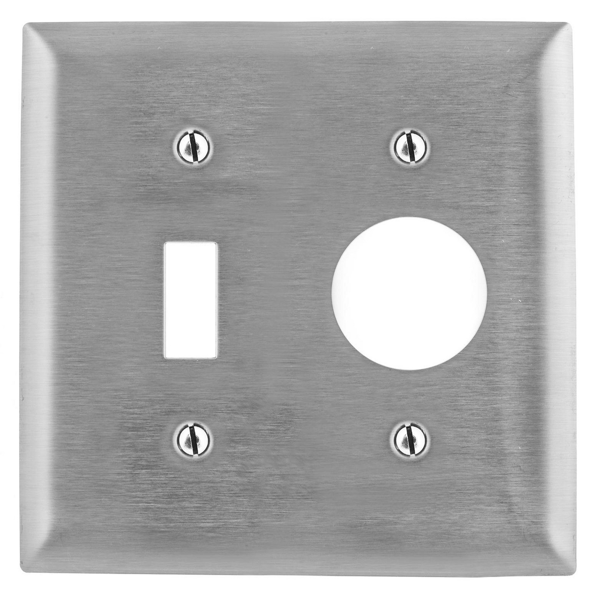Wallplates and Boxes, Metallic Plates, 2- Gang, 1) Toggle 1) 1.40" Opening, Standard Size, Stainless Steel