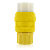 30 Amp, 250 Volt, NEMA L6-30, 2P, 3W Industrial Grade, Grounding, Wetguard Locking Connector for Single Inlet, Yellow