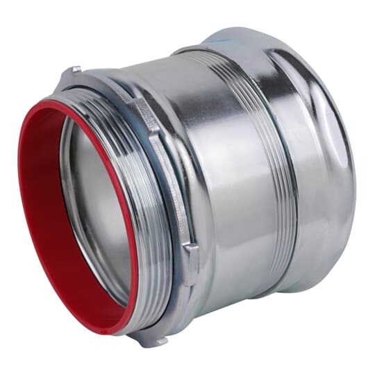 Compression Connector, Insulated and Concrete Tight, Conduit Size 4 Inches, Material Zinc Plated Steel, For use with EMT Conduit