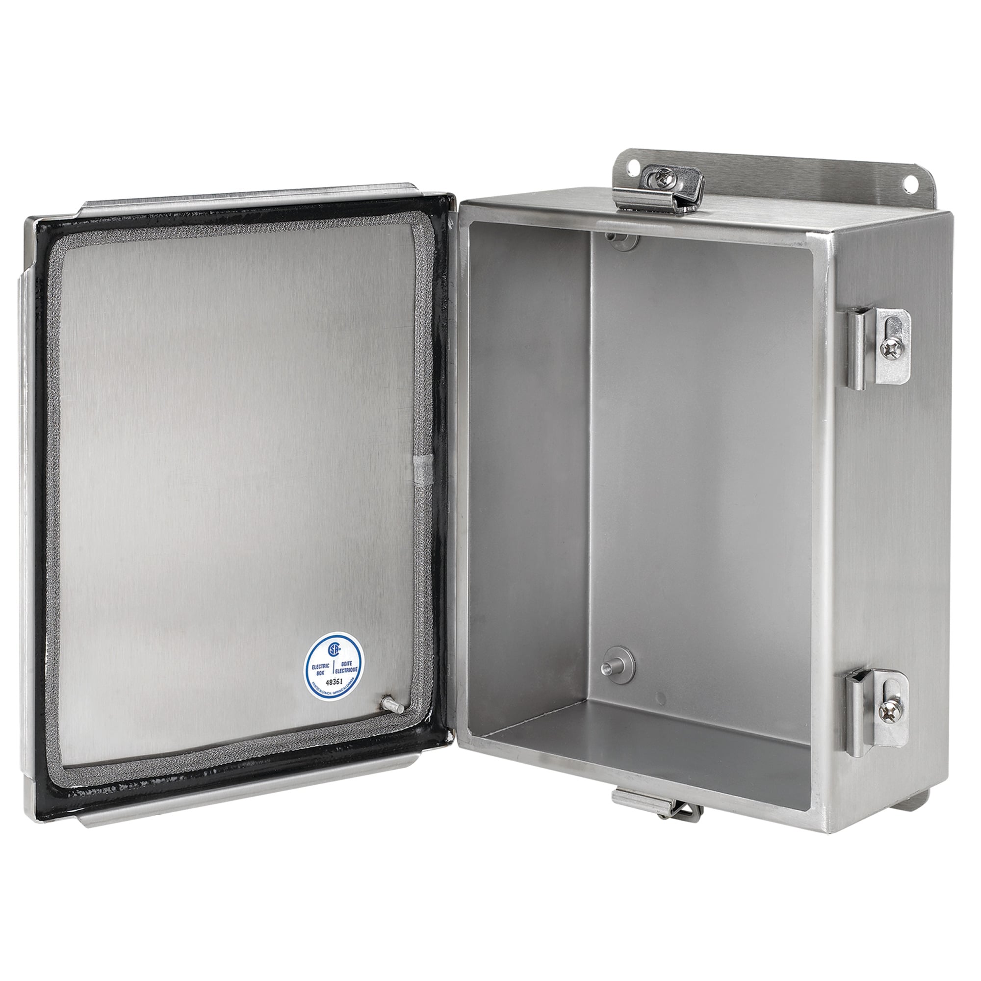 Continuous Hinge with Clamps Junction Box EMC Type 4X, 16x14x6, Brushed, SS304