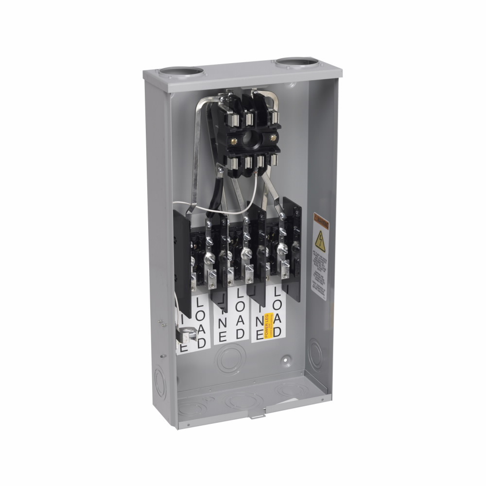 Eaton B-Line series single meter sockets, 100 A, Test block, Ring type, 3R, Stainless steel finish, #14-2/0, #14-2/0, Steel, Surface mount, 4 jaws, 1 position, 1?/3W, Overhead and underground feed