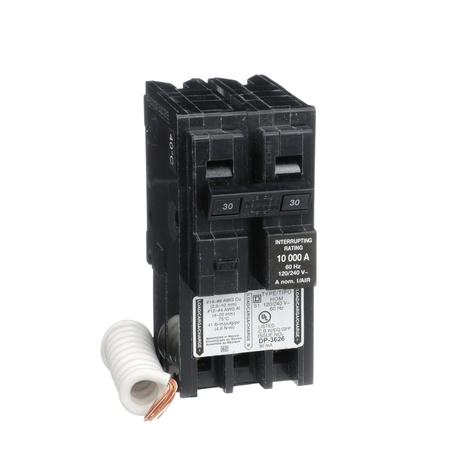 HOM230EPD Homeline Miniature Circuit Breaker, 30 Amp, 2 Pole, 120/240V