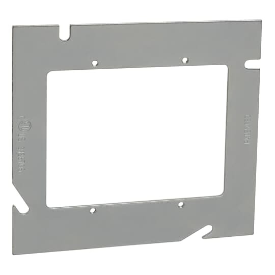 Two Gang Device Extension Ring, 5 Inches Square, Pre-Galvanized Steel, Flat